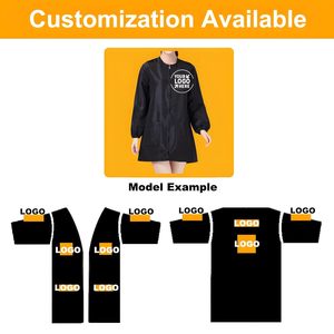 2025 Unisex Salon Smock azul de manga larga de satén chaqueta de capa de peluquero para estilista y peluquero de mascotas ropa de trabajo-M - Product Image 4