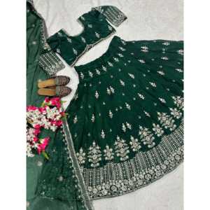 Hermoso Traje de Novia Bordado Lehenga Choli con Trabajo de Lentejuelas - Product Image 5