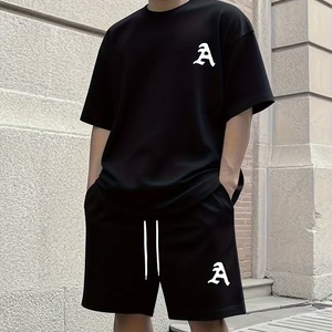 Conjunto deportivo de verano unisex con estampado personalizado, conjunto de dos piezas, camiseta de manga corta y pantalones cortos, ropa informal de calle. - Product Image 1