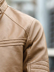 Blouson en cuir décontracté pour homme, col à boutons-pression, fermeture éclair intégrale, vêtement d'extérieur moderne, toucher doux, vente en gros directe usine - Product Image 5
