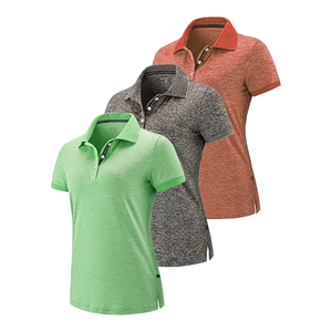 Womens Short Sleeve <b>Polo</b> Shirt Solid Color Knitted Breathable Casual Golf Tennis Outdoor Wear Green Gray <b>Orange</b> - Product Image 1
