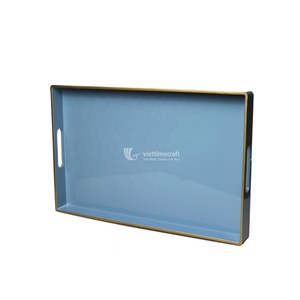 Plateau de service en laque à bord doré, couleurs personnalisées à haute brillance, décoration haut de gamme et vente en gros de cadeaux au Vietnam - Product Image 4