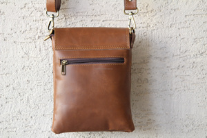 Sac en cuir véritable de style vintage Boho Casual Nylon Doublure Chaînes avec lettre Décoration Fermeture à glissière - Product Image 5