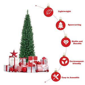 Albero di Natale Artificiale da 1,5 m con Design Salvaspazio, 220 Rami Realistici in PVC e Finitura Effetto Neve - Product Image 4