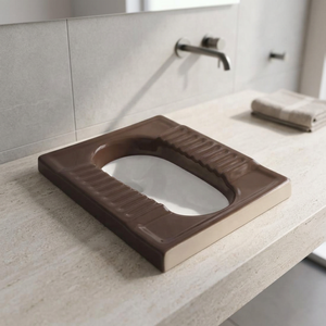 Rustic Brown Orissa <b>Pan</b> Eastern Square <b>Ceramic</b> Sanitary Ware Squat Toilet WC <b>Pan</b> For Sale Indian Toilet 21 Inch - Product Image 3