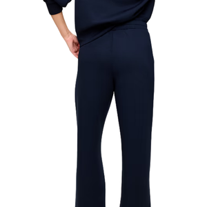 Pantalon de survêtement en molleton bleu marine pour femme, coupe droite décontractée, taille élastique, logo personnalisé, streetwear OEM - Product Image 2