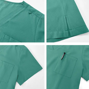 DANZILO High Quality Custom Logo Men's <b>Scrub</b> Suits Sets Solid Color Canvas Quick Dry Breathable <b>Plus</b> <b>Size</b> Needle Hospital - Product Image 2