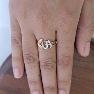 18K Solid Gold Diamond Om Symbol <b>Ring</b> Religious Spiritual Design Leaf Motif <b>Statement</b> <b>Ring</b> for Women Daily Wear Gift Jewelry - Product Image 6