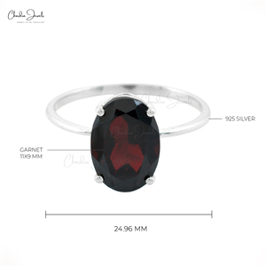 Anillo de Plata de Ley 925 con Granate Natural de 2.8CTW, Anillo de Promesa con Gema Ovalada, Anillo Solitario, Proveedor Mayorista - Product Image 3