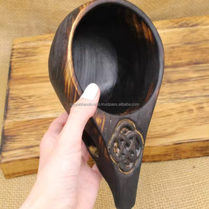 Tasse à bière en bois de chêne écologique, verres en céramique de style fantaisie d'Inde - Product Image 1