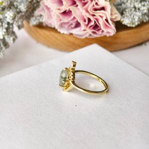 Bague en argent sterling 925 plaqué or 14 carats, forme goutte, agate mousse, pierre naturelle, zircone, bijoux pour femmes - Product Image 5