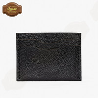Dompet Kartu Kulit Buatan Tangan Satu Sisi Tipis Minimalis untuk Saku Depan, Bergaya, Desain OEM Grosir