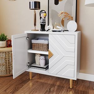 Credenza a 2 Ante con Porte Goffrate, Mobile Buffet per Soggiorno, Cucina, Sala da Pranzo, Ingresso - Product Image 3