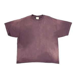 T-shirt vintage délavé à l'acide pour homme, 100 % coton, jersey épais respirant, coupe ample, vêtements confortables pour homme - Product Image 2