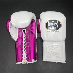 No Boxing No Life Gants de boxe professionnels en cuir de vachette de qualité supérieure à lacets Rembourrage épais à 4 couches Respirant Kick Boxing - Product Image 2