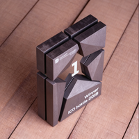 Trophée personnalisé en bois et verre, plaque de gagnant géométrique personnalisée avec logo pour événement d'entreprise, concours, service de conception