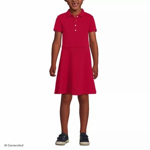 Vestido Polo Rojo 100% Algodón para Niñas, Uniforme Escolar Primario, Tejido de Punto, Modelo Vv-026 - Product Image 3