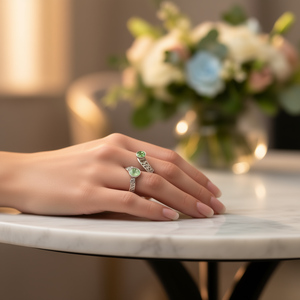 Elegant and Luxurious 4.8 Grams <b>Peridot</b> Gemstone Fashion <b>Ring</b> Bezel Setting Inlay - Product Image 3