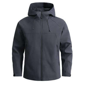 Men's <b>Red</b> Hooded Canvas <b>Waterproof</b> Windbreaker <b>Jacket</b> with Zipper Closure Casual Outdoor Winter Thick Quilted - Product Image 2