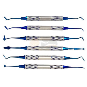 Ensemble de 6 instruments chirurgicaux orthopédiques manuels en titane doré pour composite ionomère, avec cassette bleue, haute qualité - Product Image 2