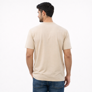 Custom Men's Regular Fit <b>Back</b> Puff Printing Logo Heavyweight 200gsm Solid Leisure O-Neck Cotton Anti-Wrinkle Short <b>T</b>-Shirt - Product Image 2