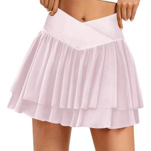 Minifalda de entrenamiento con volantes plisada ligera para mujer 2025, ropa de tenis cruzada de cintura alta con bolsillos - Product Image 6