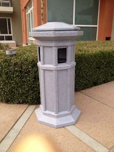 Marble Gray Sandstone Garden Waste Bin Outdoor Trash Container Decorative Stone Dustbin for Lawn Patio Landscape - Product Image 4