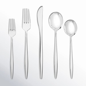 Fourchette à dîner classique en acier inoxydable, finition miroir, manche en métal - Product Image 2