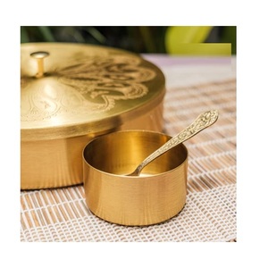 <b>United</b> Creations Luxury Durable Brass Double Wall Eco-Friendly Spice Box with Multiple Compartments <b>for</b> <b>Kitchen</b> Organization - Product Image 4