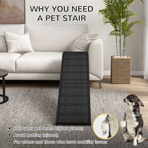 Rampa per Cani Nera 188 x 41 x 64 cm con Tappeto Antiscivolo e Piattaforma Superiore, Cuccia e Accessori per Animali Domestici - Product Image 5