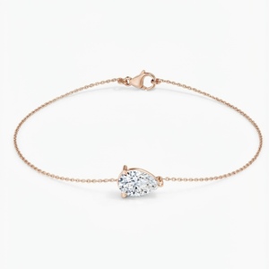 Bracelet et joncs classiques pour femmes en or jaune 18 carats avec diamant de laboratoire taille poire 2,00 carats East West certifié IGI, prix de gros - Product Image 1