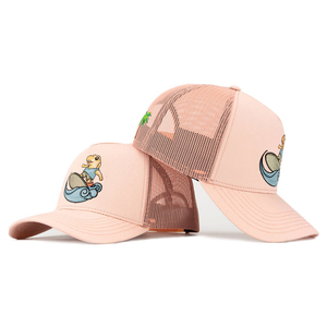Casquette trucker rose en maille avec broderie tortue de dessin animé, unisexe, décontractée, printemps-été, taille adulte, 100% coton respirant - Product Image 1