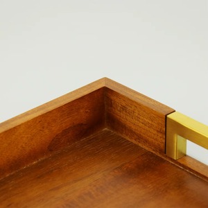 Rehman Craft Premium Solid Wood <b>Butler</b> <b>Tray</b> with Brass Handles Natural Wood Finish Modern Design Food Grade Custom Logo Bulk - Product Image 5