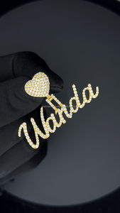 เครื่องประดับที่ปรับแต่งได้925สเตอร์ลิงเงินสไตล์ฮิปฮอปจี้เพชรเต็มรูปแบบสร้อยคอจี้ตัวอักษรชุบทอง - Product Image 3