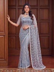 Indian Ethnic Fancy Designer Partywear Saree with Embroidery Sequins Work for Special Occasion and Function for Women Trendy Fit - Product Image 2