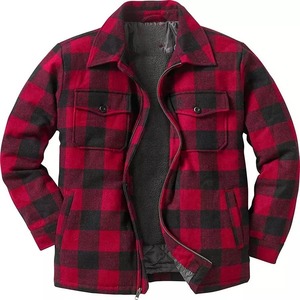High Quality Jacket for <b>Man</b>, <b>Man</b> Jacket Plaid Flannel Shirts Thick Quilted Lined Long Sleeve Winter Shirt Cotton Coat Pockets - Product Image 6
