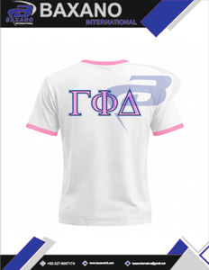 Camiseta de la Hermandad Gamma Phi Delta, con Cuello en Contraste Blanco, 100% Algodón, Transpirable, Estilo Urbano, Camiseta GPD Sorority - Product Image 6