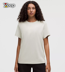 T-shirt décontracté pour femme XEEP, respirant, léger, en tricot, en spandex/coton, col en V, coupe ample, manches courtes - Product Image 1