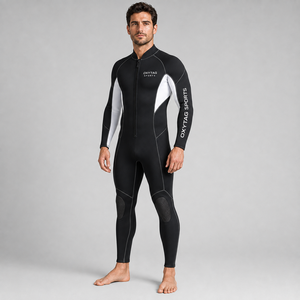 Combinaison de plongée en néoprène à manches longues Oxytag Sports, col roulé, coupe ajustée, séchage rapide, couleur unie, fermeture éclair sur le devant - Product Image 6