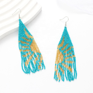 ต่างหูอะคริลิคสไตล์โบฮีเมียนสำหรับผู้หญิง รูปทรงไม่สมมาตร ประดับลูกปัดลายดวงอาทิตย์ ทำด้วยมือ งานฝีมือแฟชั่น - Product Image 5