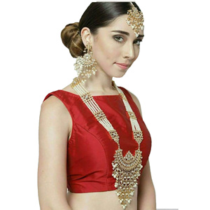 Indian Stylish Layered Pearl Rani Haar Long Kundan Necklace Jewellery Set Wedding Engagement Party Gift Antique Gold Plated - Product Image 1