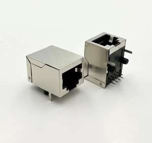 1x1 RJ45 Femelle Ethernet Socket Connecteur Tab Down Blindé 8P8C LAN Réseau Cat5e Cat6 Plaqué Or - Product Image 1