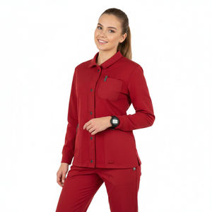 เสื้อสครับแพทย์แบบสั่งทำราคาโรงงาน กระดุมแป๊ก ติดกระดุมหน้า เสื้อคลุมอุ่นๆ ชุดพยาบาล แขนยาว มีกระเป๋า ขายส่งจำนวนมาก - Product Image 1