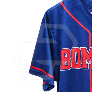 Camiseta de Béisbol Personalizada Ecológica, Azul Claro a Rayas, Manga Corta, Cierre de Botones, Unisex, Transpirable y de Secado Rápido - Product Image 3