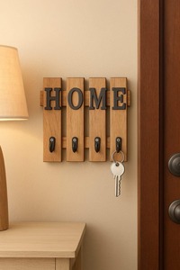 Stylish Wooden Home Word <b>Key</b> Holder <b>Hook</b> For New Home Decor And <b>Wall</b> Mounted <b>Key</b> Storage Space Saving Solution From India - Product Image 3