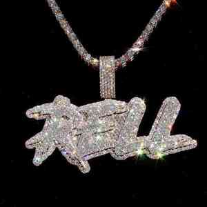 Pendentif Lettre RELL en Cristal Strass Micro-Pavé Plaqué Or 18K Unisexe Bijou Breloque Hiphop Cadeau - Product Image 1
