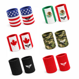 Custom Sports Wristbands <b>Sweat</b> Absorbing Cotton Wrist <b>Bands</b> Elastic Gym Wristbands for Basketball Tennis Fitness - Product Image 1