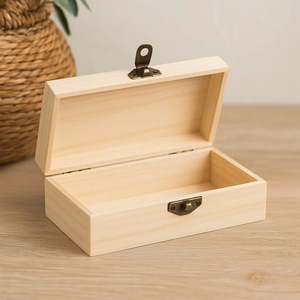 Eco-Friendly Rectangle <b>Wooden</b> <b>Box</b> for Jewelry Gift Storage-Soft Interior for Delicate Items Christmas Chinese New Year Tabletop - Product Image 2
