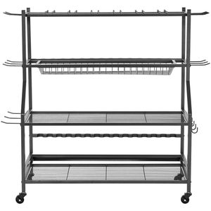 Carrello Portacanne da Pesca Mobile con 15 Aste e Ruote, Organizzatore per Attrezzatura da Pesca, Uso Domestico e in Garage - Product Image 1