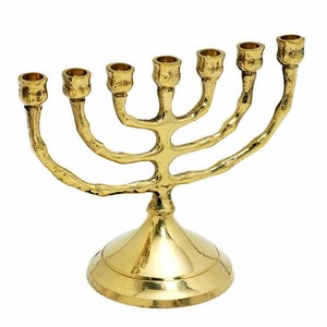 Ménorah en aluminium doré poli, étoile de David à 9 branches, support de bougies en métal pour la Hanouka, décoration de table pour la fête juive - Product Image 4